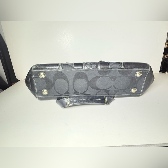 COACH Black Hampton Caryall Signature C Satchel Bag - Picture 7 of 12